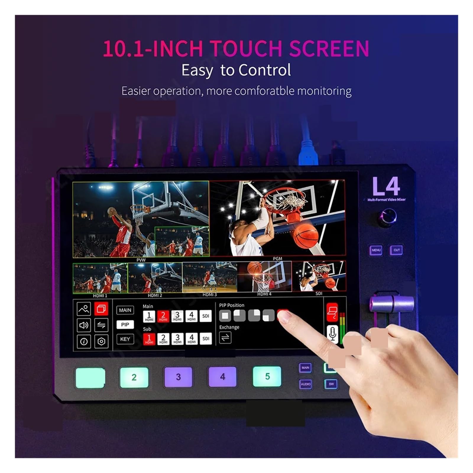 Amazon.co.jp: ビデオスイッチャー、 L4 5 チャンネルビデオミキサー